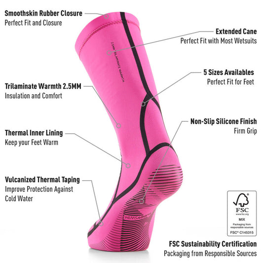 Buddyswim Neoprene Swim Socks Trilaminate Warmth 2.5mm Pink