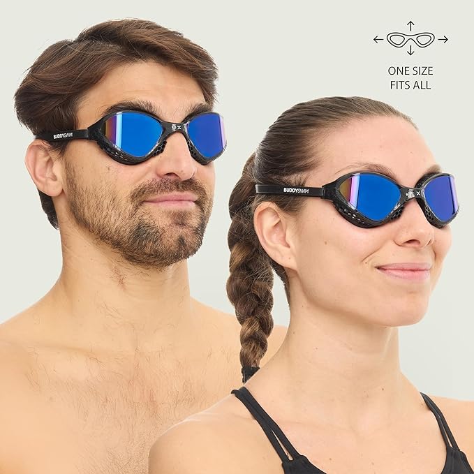 BuddySwim OzeanX Swim Goggles Black/Blue Mirror