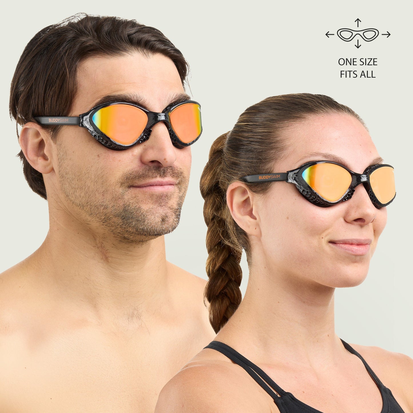 BuddySwim OzeanX Swim Goggles Black/Orange Mirror