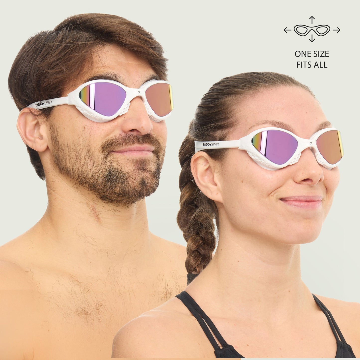 BuddySwim OzeanX Swim Goggles Pink-White/Iridium Mirror