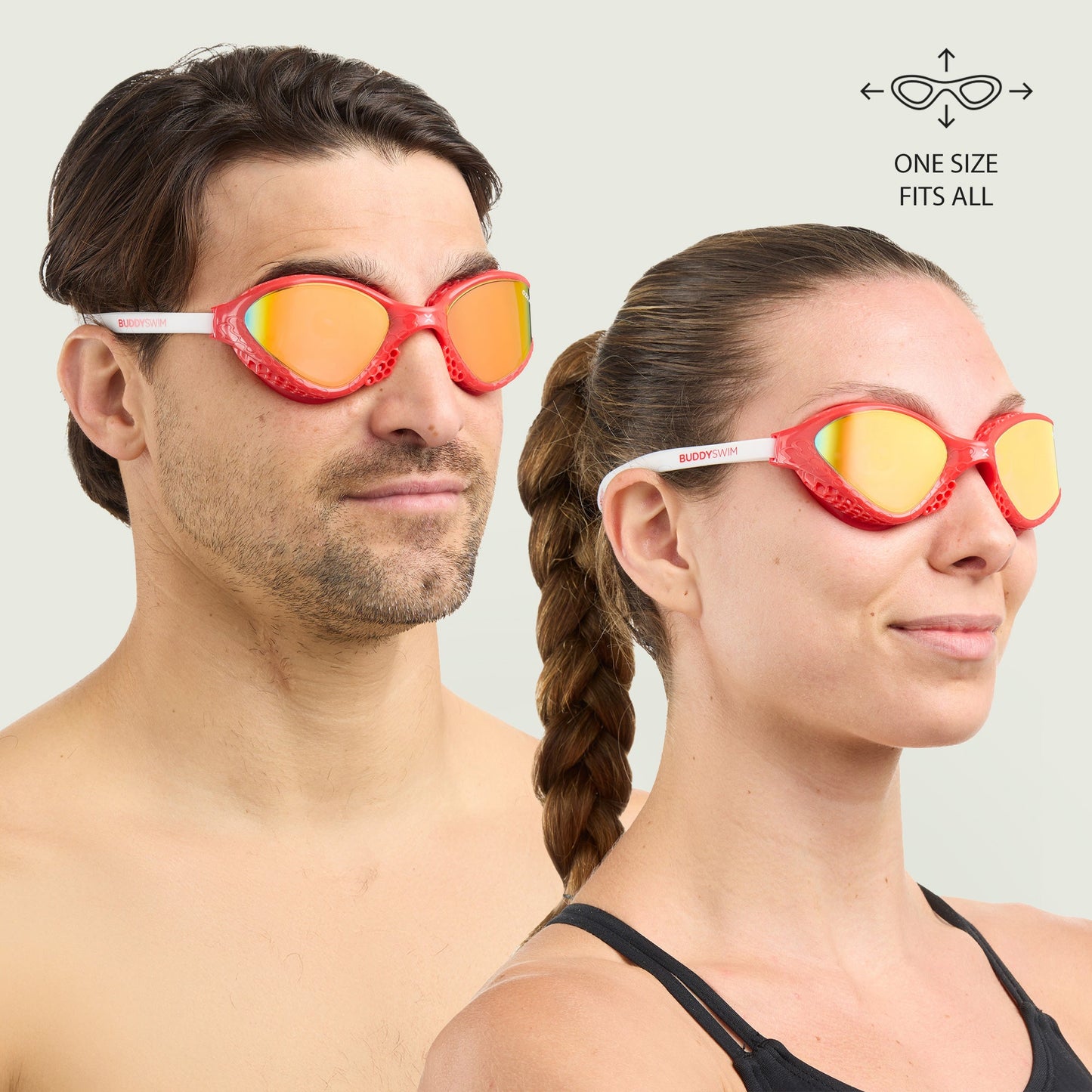 BuddySwim OzeanX Swim Goggles Red-White/Orange Mirror