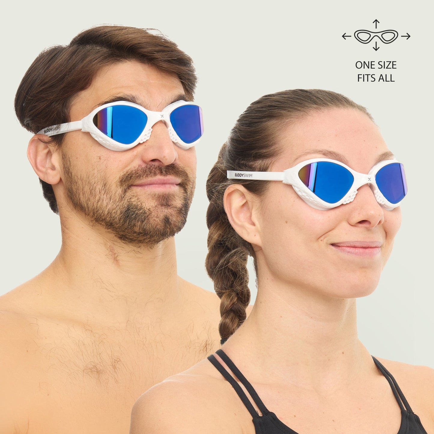 BuddySwim OzeanX Swim Goggles White/Blue Mirror