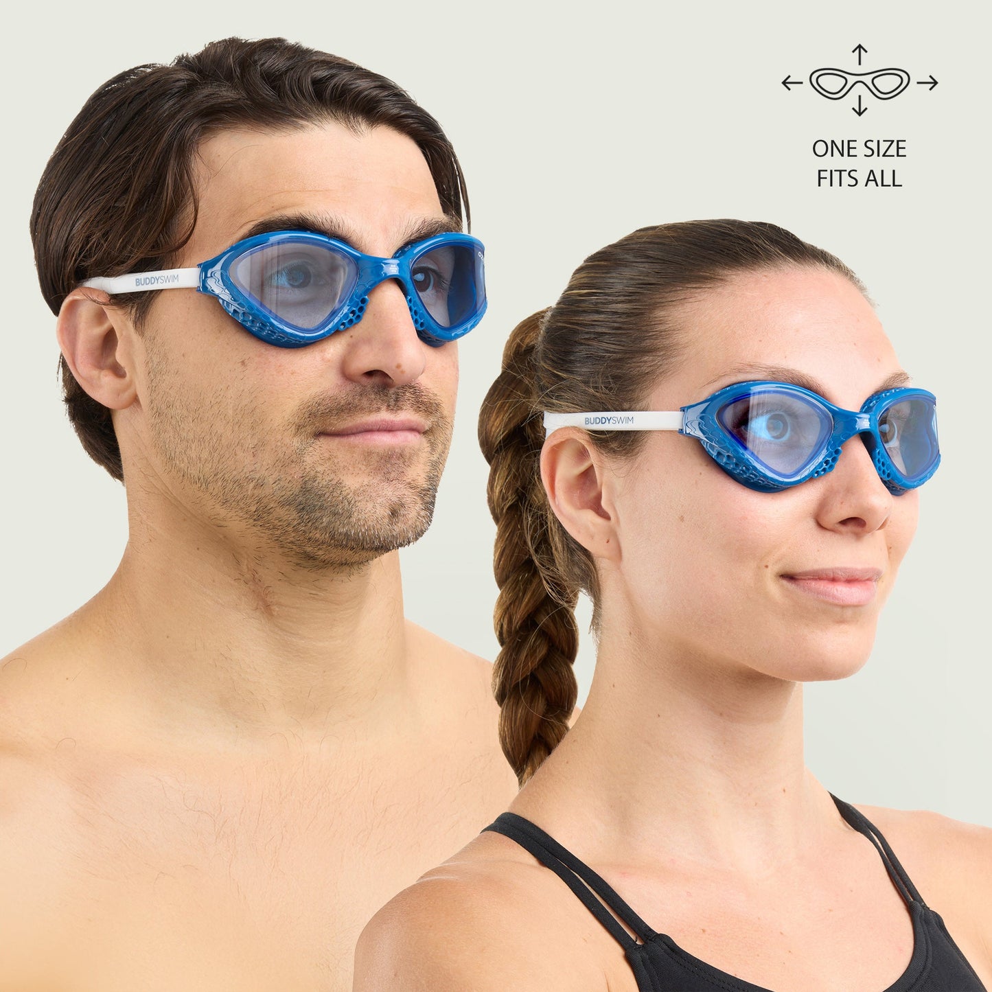 BuddySwim Ozean Swim Goggles Navy-White/Light Blue