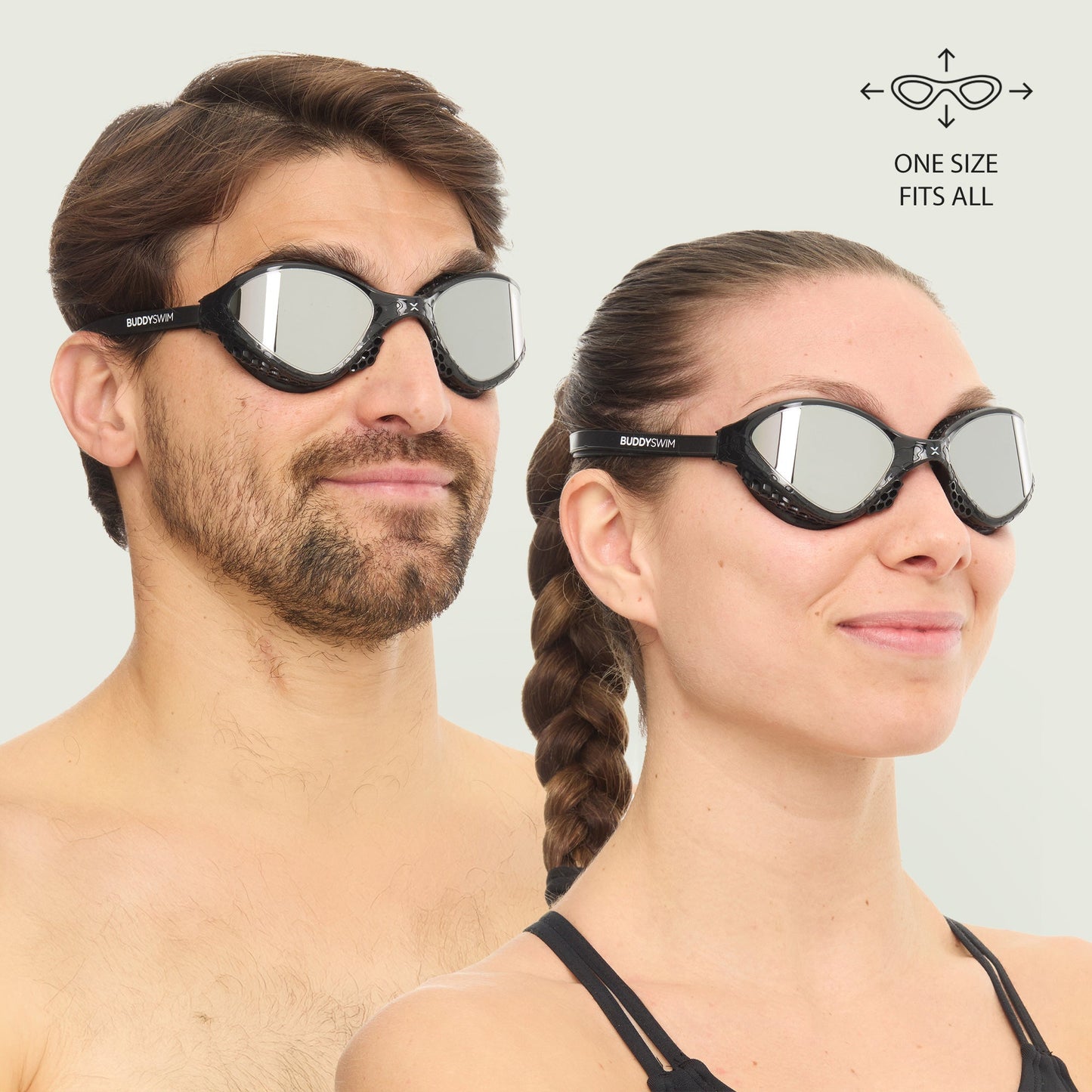 BuddySwim OzeanX Swim Goggles Black/Silver Mirror