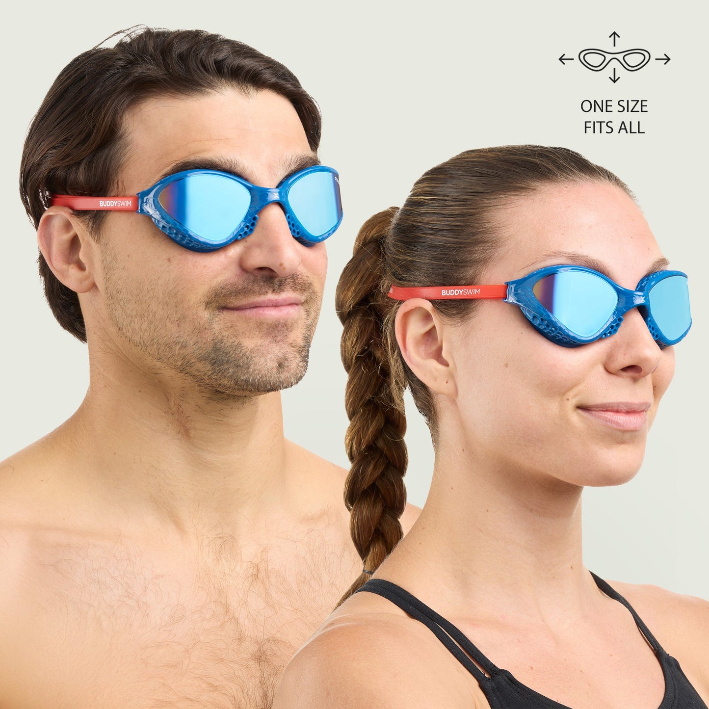 BuddySwim OzeanX Swim Goggles Navy-Red/Blue Mirror