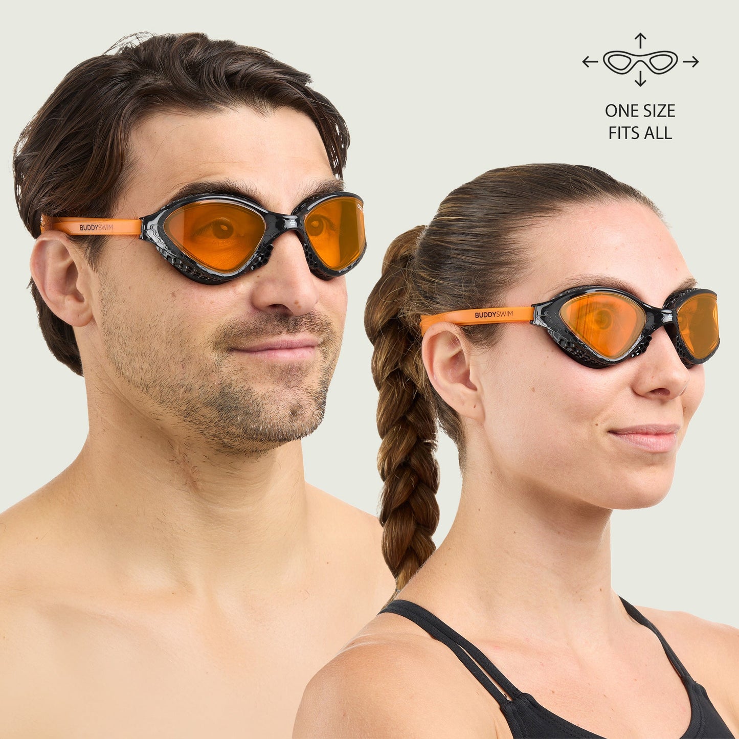 BuddySwim Ozean Swim Goggles Black-Orange/Orange