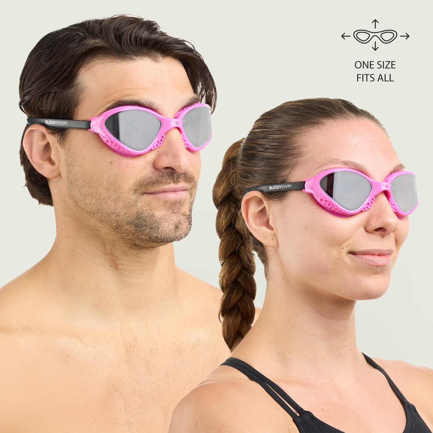 BuddySwim Ozean Swim Goggles Pink-Black/Smoke