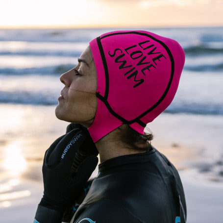 BuddySwim Neoprene Swim Cap Trilaminate Warmth 2.5mm Pink