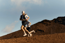 Soar x Altra Trail Race Shorts worn by women in desert.