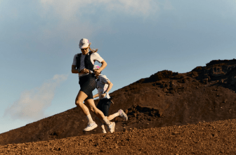 Soar x Altra Trail Race Shorts worn by women in desert.
